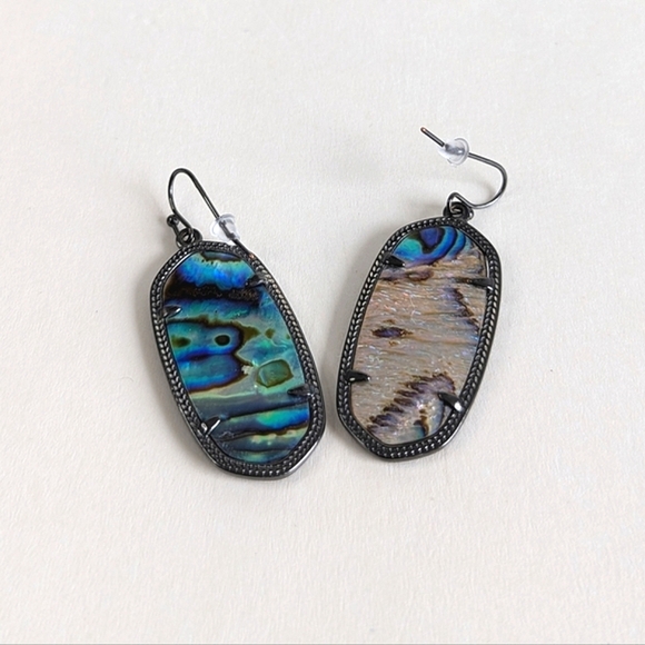 Kendra Scott Elle Drop Earrings Abalone Shell Black Gunmetal Blue Gray Teal - Picture 6 of 9